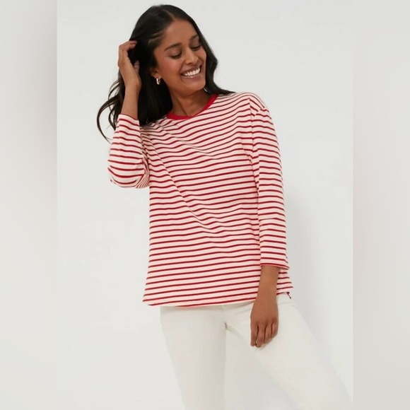 Tuckernuck Red and White Striped Long Sleeve Tee | Medium - Picture 1 of 9